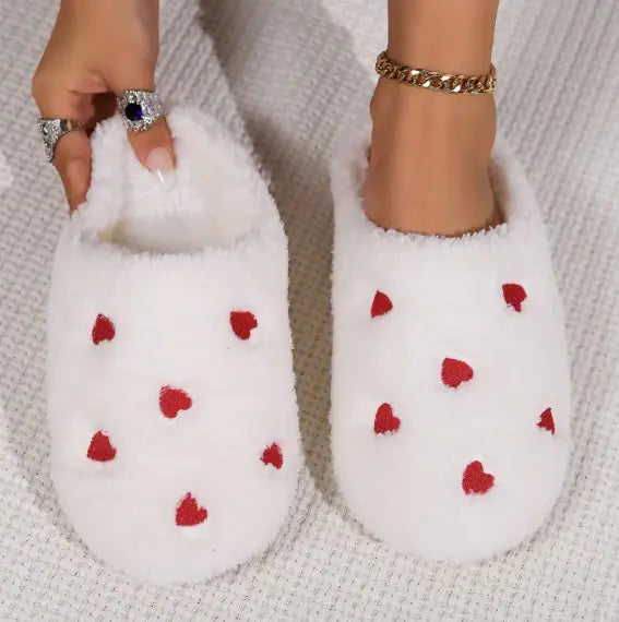 Heart Designed Fluff Slippers