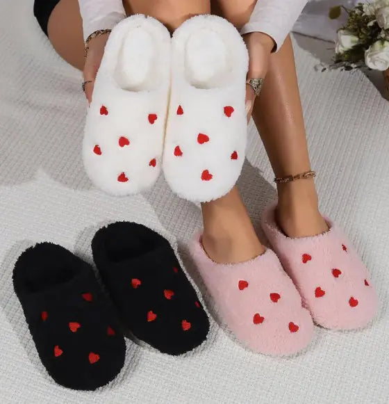 Heart Designed Fluff Slippers