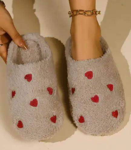 Heart Designed Fluff Slippers