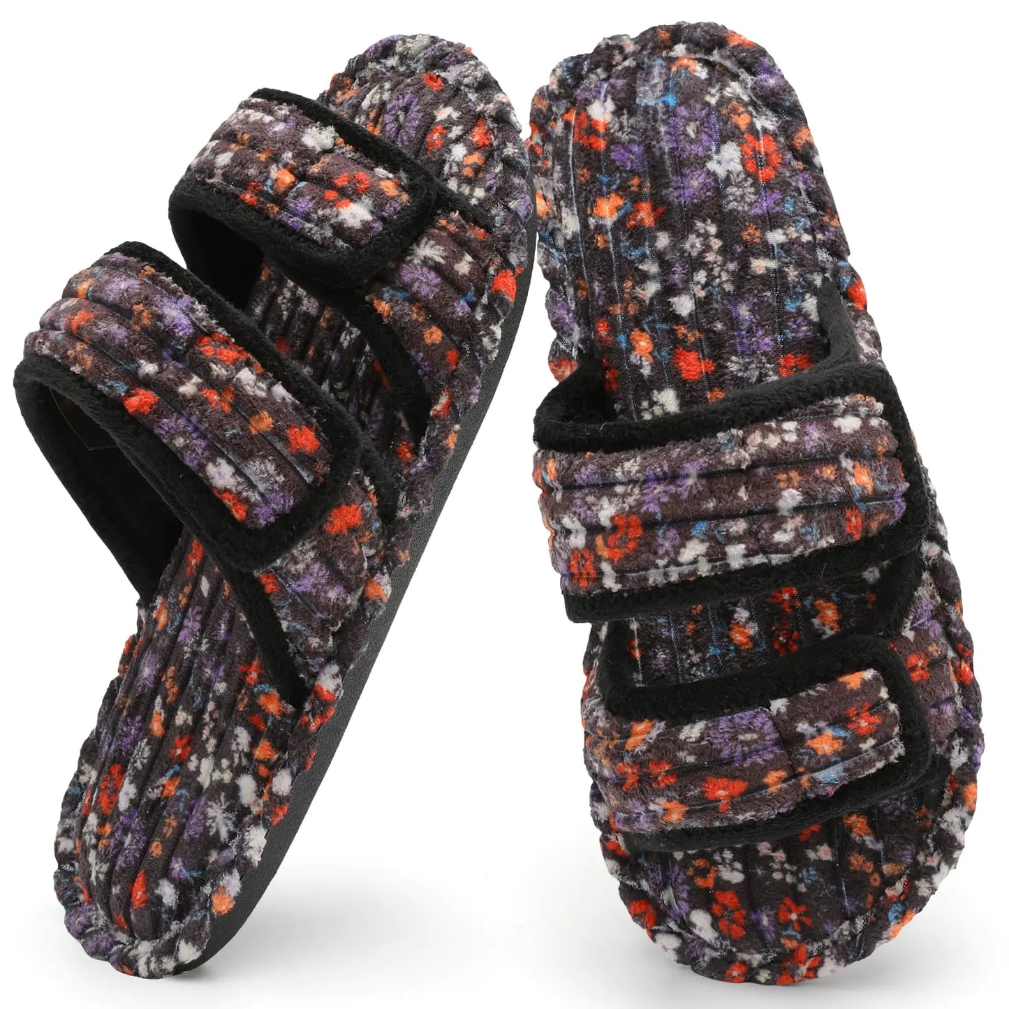 Wide Diabetic Orthopedic Slippers House Slippers Women Ladies Soft Memory Foam Bedroom Home Slipper for Senior Elderly Mom Summer Open Toe Slides Sandals Cute Winter Fall Slippers Black Size
