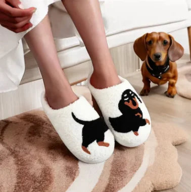 Embroidered Wiener Dog Slippers