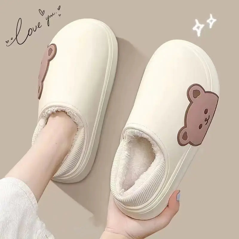 Fluffy Bear Winter Slippers for Women