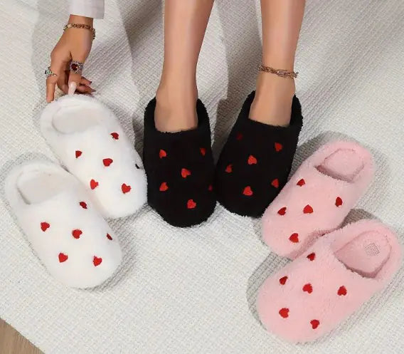 Heart Designed Fluff Slippers