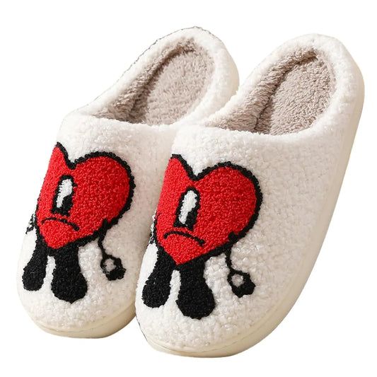 Zigihos Cute Bunny Slippers for Women Men Fuzzy Cartoon Slippers Plush Warm Love Pattern Kawaii Slippers Womens Slippers Couple Slippers Autumn Winter Slippers (Red6-6.5)
