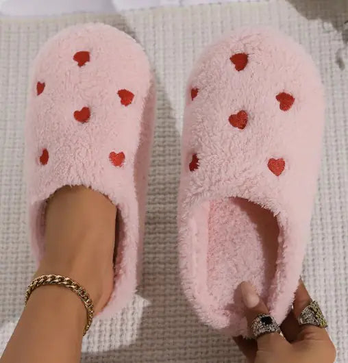 Heart Designed Fluff Slippers