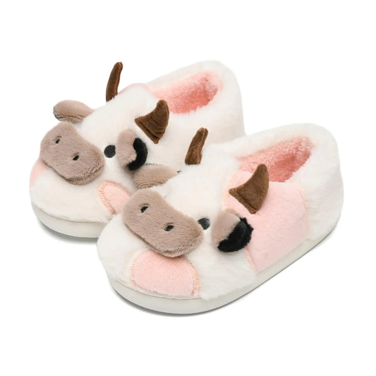 WENPOUTR Cow Slippers for Kids，Toddler Slippers Boys Girls slippers Kawaii Bedroom Slippers for kids Toddler Lightweight House Shoes(Light pink 40/41)