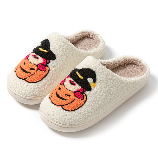 Halloween Cat Hat Pumpkin Slippers for Womens Mens Fluffy Plush Slippers Spooky Slippers Indoor Outdoor Girls Women Horror Slippers Fun Slippers Warm Memory Foam Slippers Cat Hat Pumpkin 37-38